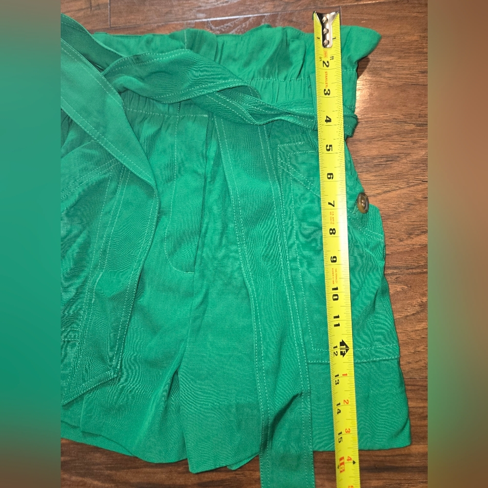 J. Crew High Waisted Paper Bag Bright Green Shorts Size 2 - Picture 5 of 9